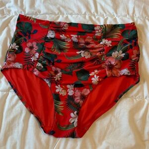City Chic Red Floral Bikini Bottoms